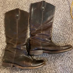 Frye Melissa double sole button lug tall, Brown, 7.5 women’s